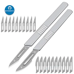 20Pcs Sculpting Blades with 2Pcs Handle Scalpel 11# 23# Carbon Steel Animal Surgical Knife Wood Carving Tool PCB Carving Knife