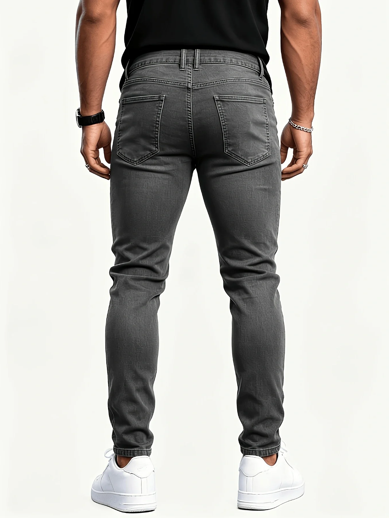 Men's Business Casual Straight-Leg Jeans, Cotton Blend Material, Suitable for All Seasons, Mid-Waist Design, Durable and Retains Shape, Multiple Colors Available, Easy Transition from Work to Casual, Stretchy Skinny Jeans