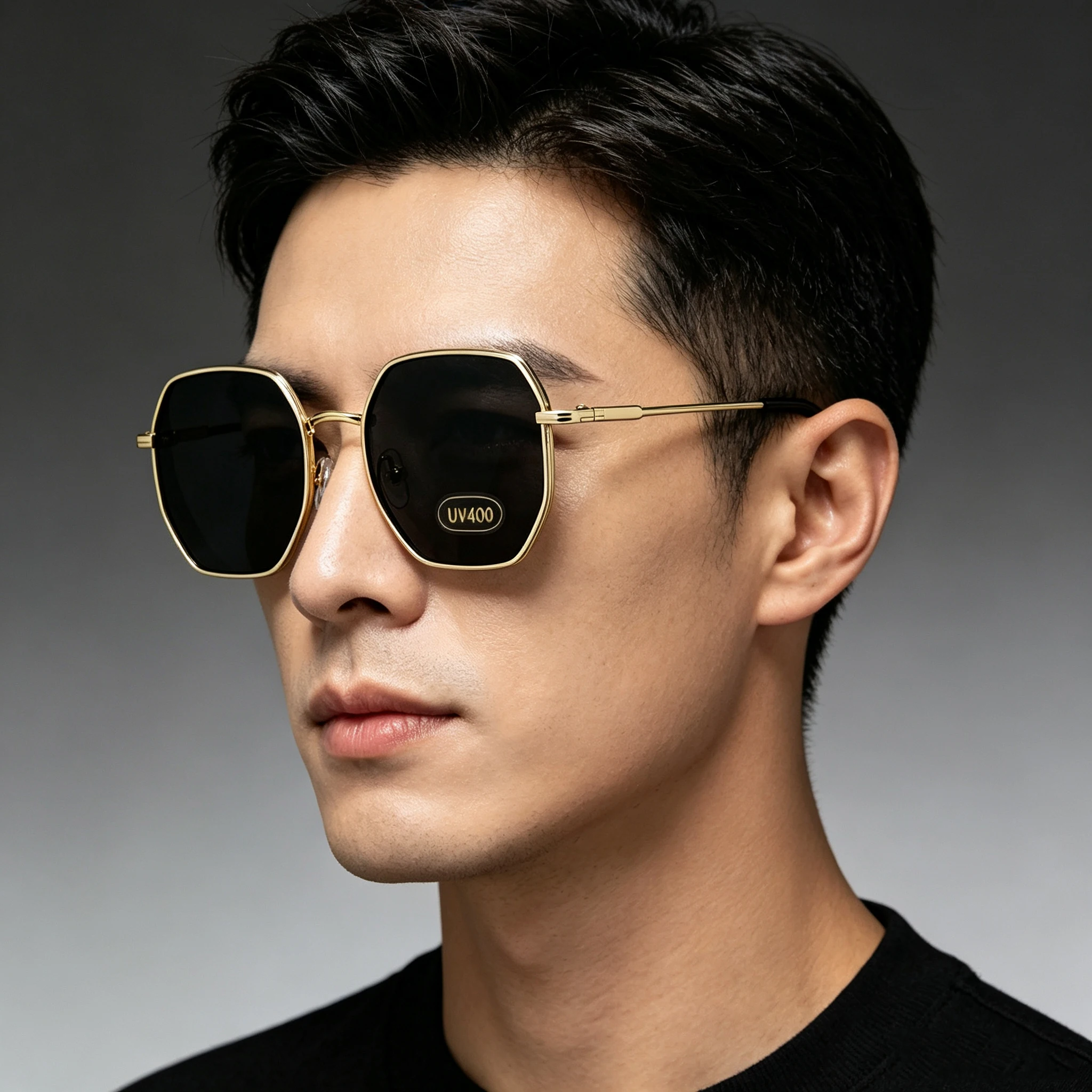 Classic Geometric Hexagonal Square Sunglasses Men Women Retro Fashion Polygon UV400 Metal Sun Glasses Trendy Vintage Eyewear Y2K