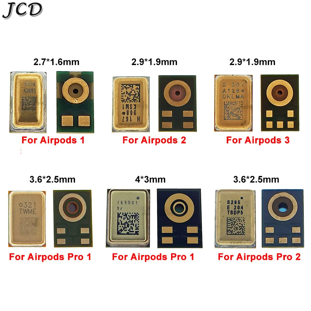 

JCD 2pcs For AirPods 1 2 3 Pro Pro2 Earpiece Bluetooth Headset Interal Mic Microphone Speaker Component Module Replacement Part