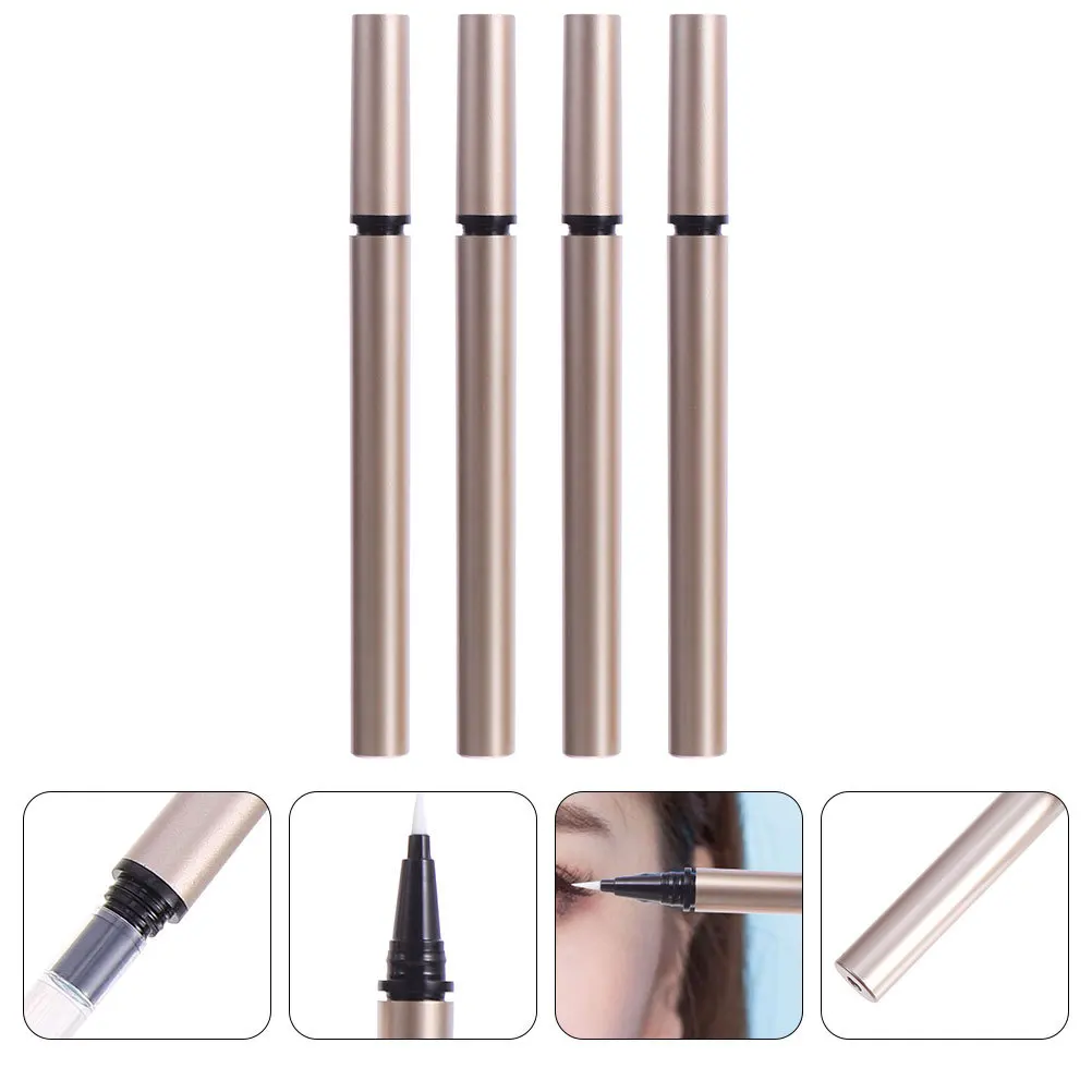 

4pcs Eyeliner Empty Tubes DIY Liquid Pen Containers Plastic Cream Tube Gold Cap Makeup Tools For Eyeliner Storage
