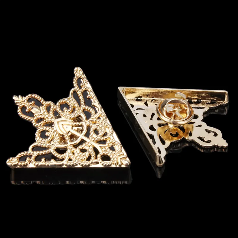 Vintage Hollow Triangle Shirt Collar Pin Fashion Rhinestone Crown Brooch Corner Emblem Jewelry For Women Men Shirt Jewelry