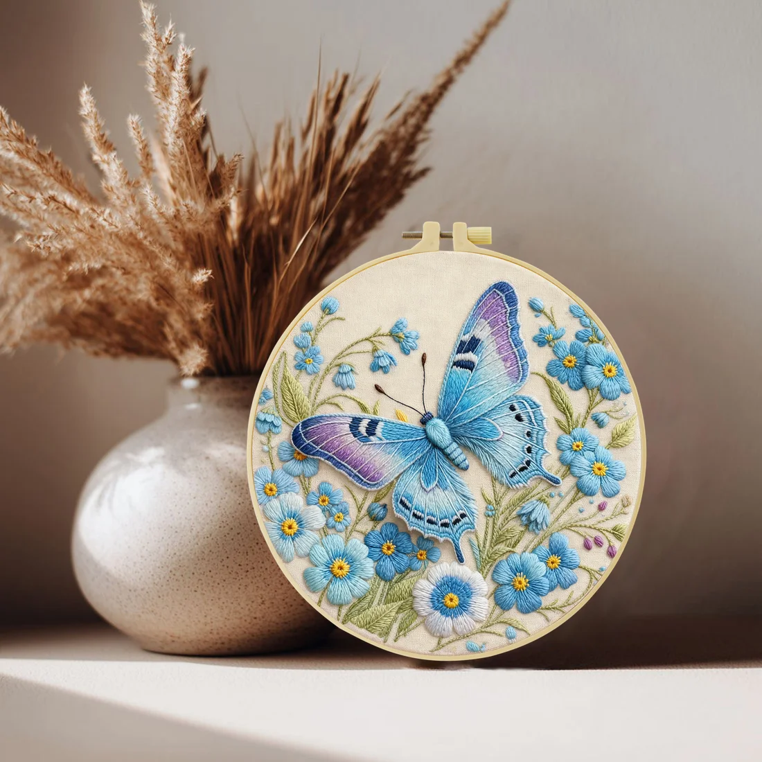 1pc 20X20CM/15X15CM Dream Butterfly Embroidery Starter Kit DIY Cross Stitch Sewing Art for Gift