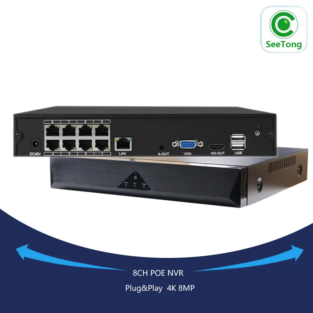 Super 8MP H.265 8CH POE NVR AI Smart Recording Security Surveillance Network Video Recorder Up to 14TB HDD For POE Камера