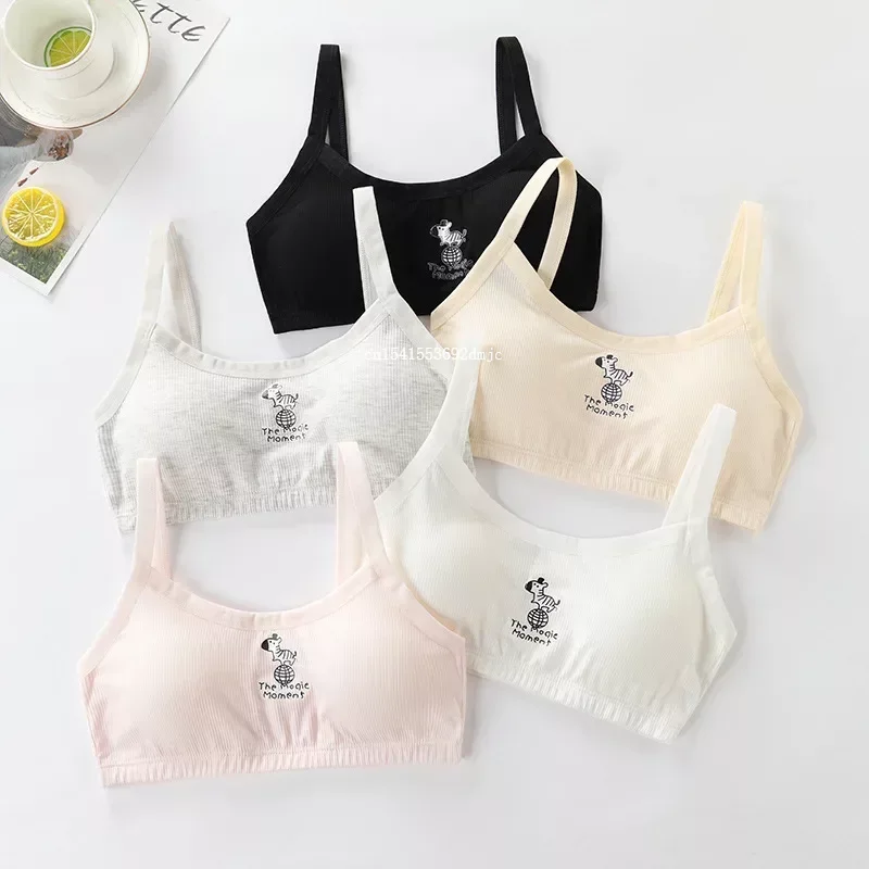 FASHION Girls Bra Breathable Teenager Bras for Kids Adolescente Lingerie Solid Color Teen Vest Girls Tube Tops Underwear 8-16Y