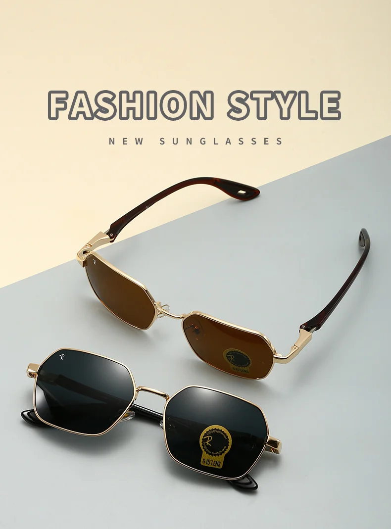 

Солнцезащитные очки 3719 Retro Hexagonal Metal Polarized: классические винтажные очки унисекс с защитой UV400 для вождения, премиум-класса, многоугольные