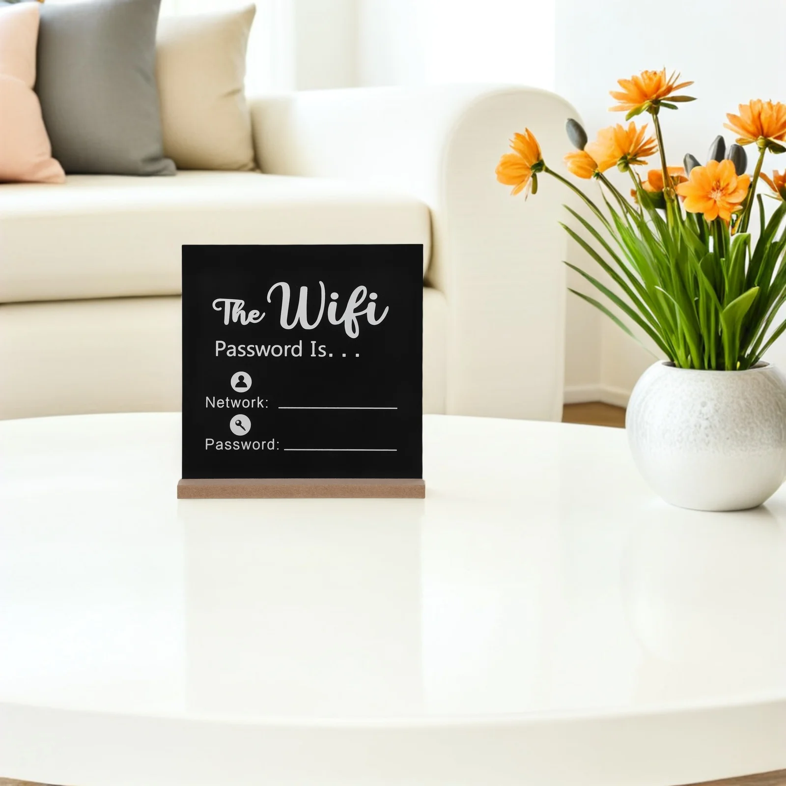 

Wireless Network Signage Black Desktop Wifi Password Board For Office Hotel Cafe Guest Room Chalkboard Internet Indicator