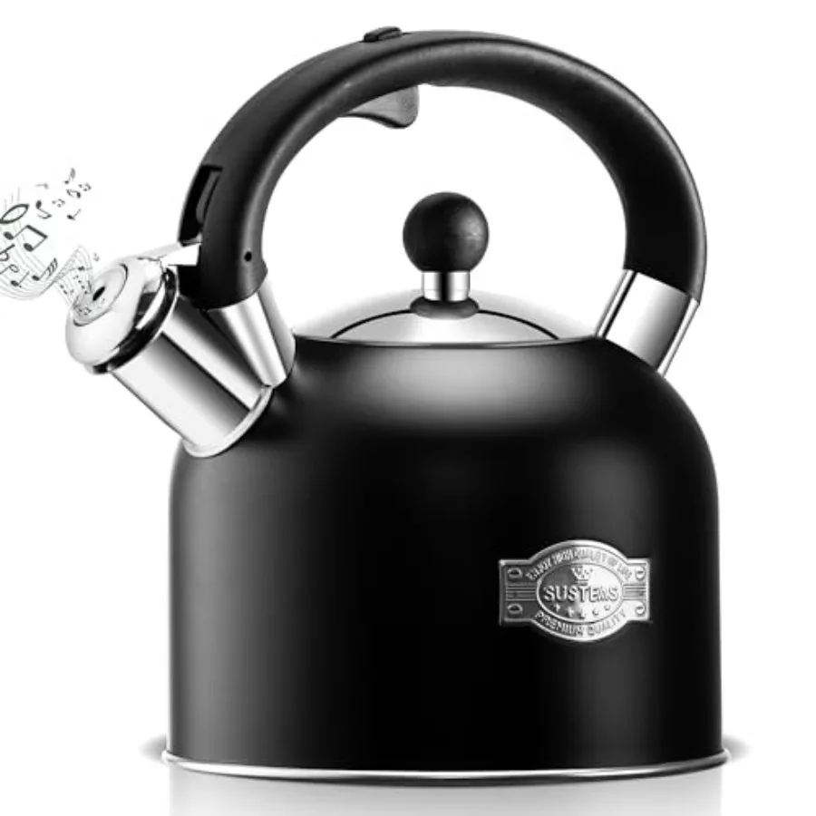 

Tea Kettle - 3.17QT Whistling Kettle with Ergonomic Handle - Premium Stainless Steel Tea Pots for Stove Top Chic Vintage Teapot