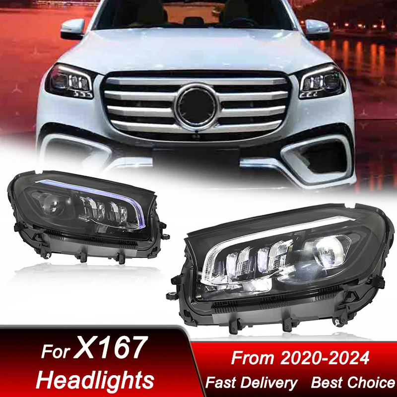 Car Led Headlights For Mercedes-Benz GLS X167 2020-2024 to high style LED Auto Headlamp Assembly Projector Lens Accessories Kit