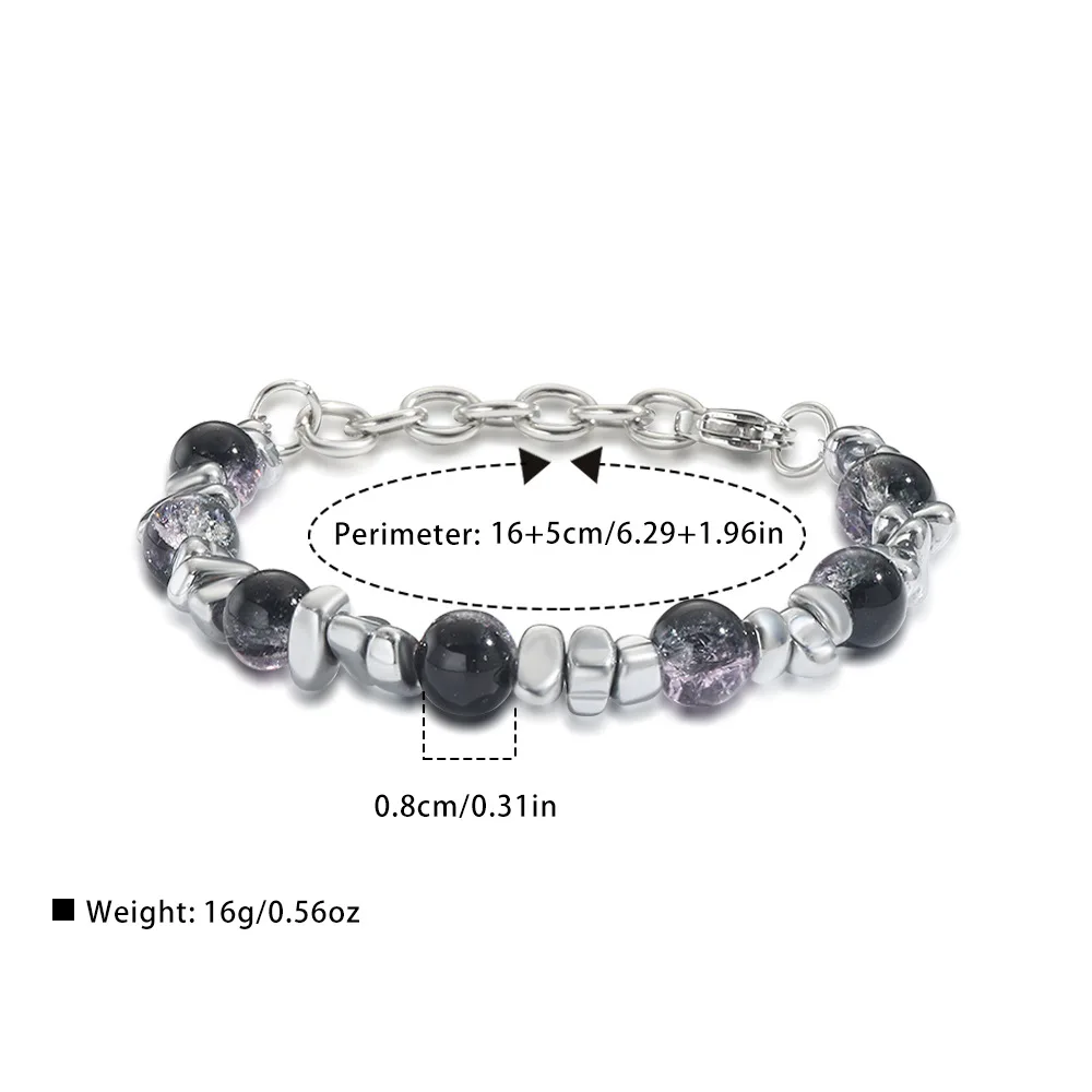 Titanium Steel Double Layer Spliced Explosion Bead Bracelet Unique Hip Hop Street Couple Jewelry Holiday Gift