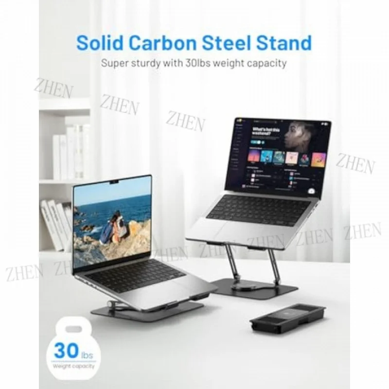 حامل تبريد للكمبيوتر المحمول باللون الأسود قابل للتعديل مع مبرد حراري قابل للفصل