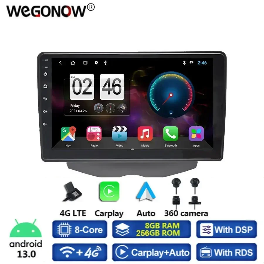 360 Camera Carplay CanBus 8G+256G Android 13.0 Car DVD Player GPS MAP WIFI Bluetooth RDS Radio For Hyundai Veloster FS 2012-2017