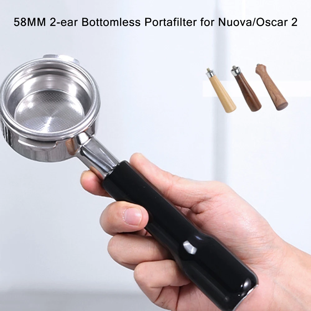 Porte-filtre à café en acier inoxydable de 58 mm pour Nuova/Oscar 2/White Eagle/Black Eagle Espresso, outil de filtration à poignée sans fond à 2 oreilles