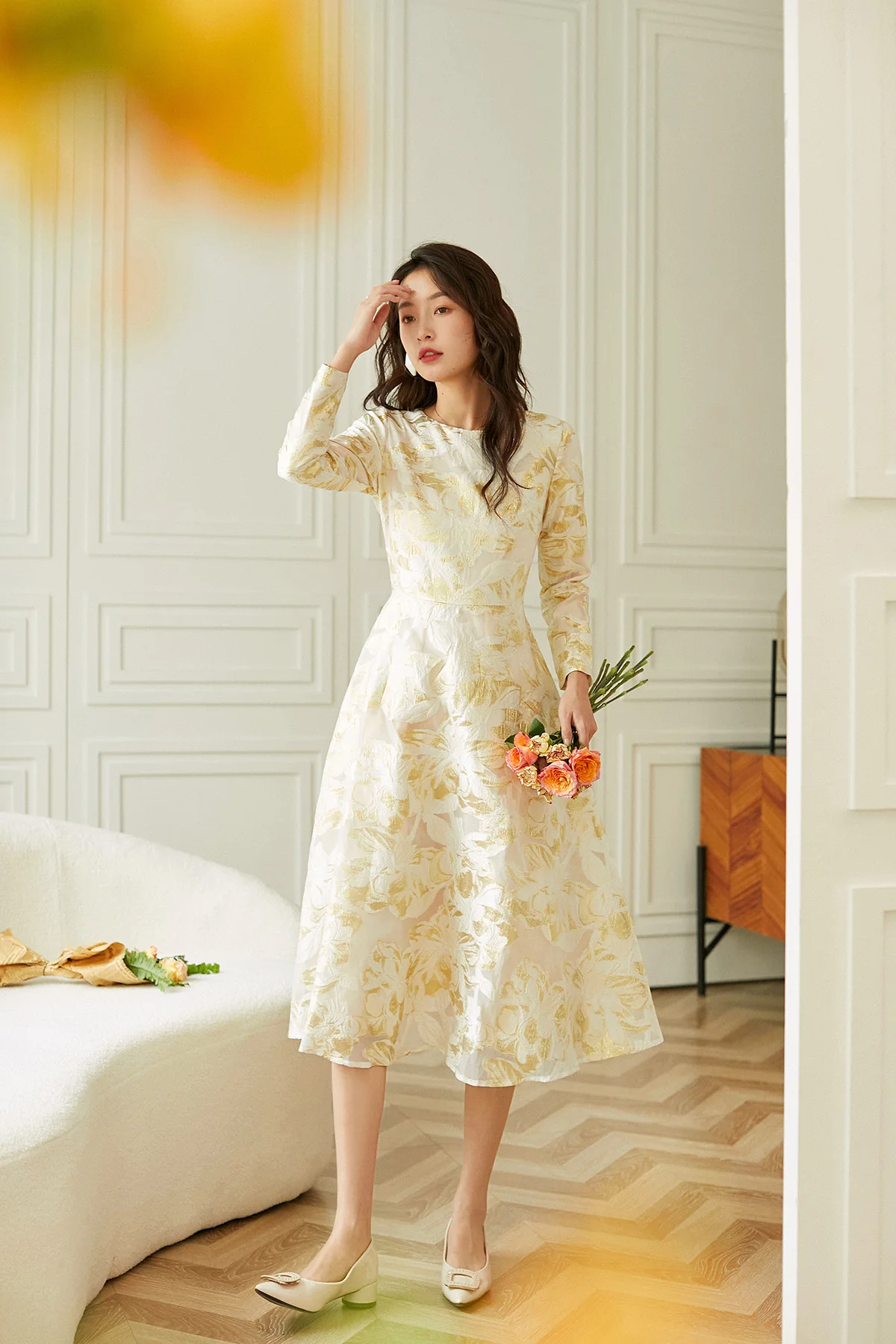 2022 Spring Autumn Dress Slim Fit Jacquard Dress Long Sleeve Brocade Dress  for Evening Party Birthday Dress for Women - AliExpress 200000345