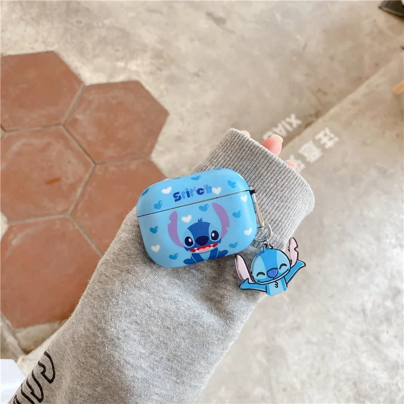 Cartoon Stitch Earphone Case With Keyring For Apple Airpods 1/2/3 Aripods Pro/Pro2 Wireless Bluetooth Headphone Protective Case