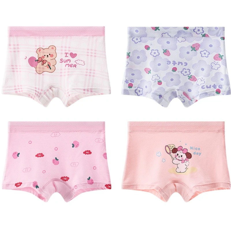 Culottes d'été en maille fine pour filles, 4 pièces, sous-vêtements doux pour enfants de 2 ans et plus