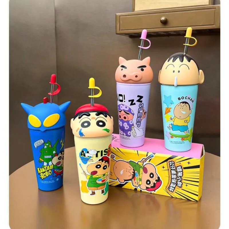 Crayon Shin Chan – Bouteille isotherme élégante en acier inoxydable, anti-fuite, portable, motif dessin animé, pour voyage, bureau et maison