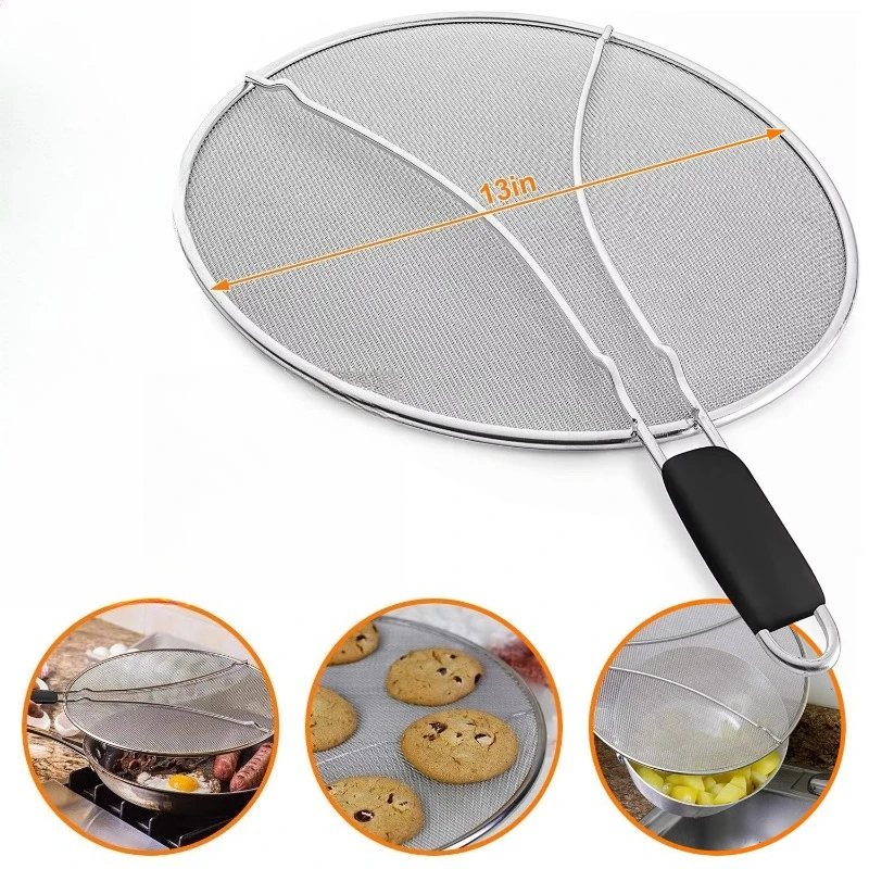 Stainless steel fine mesh splash cover, oil and heat oil plug, filter pan and filter screen