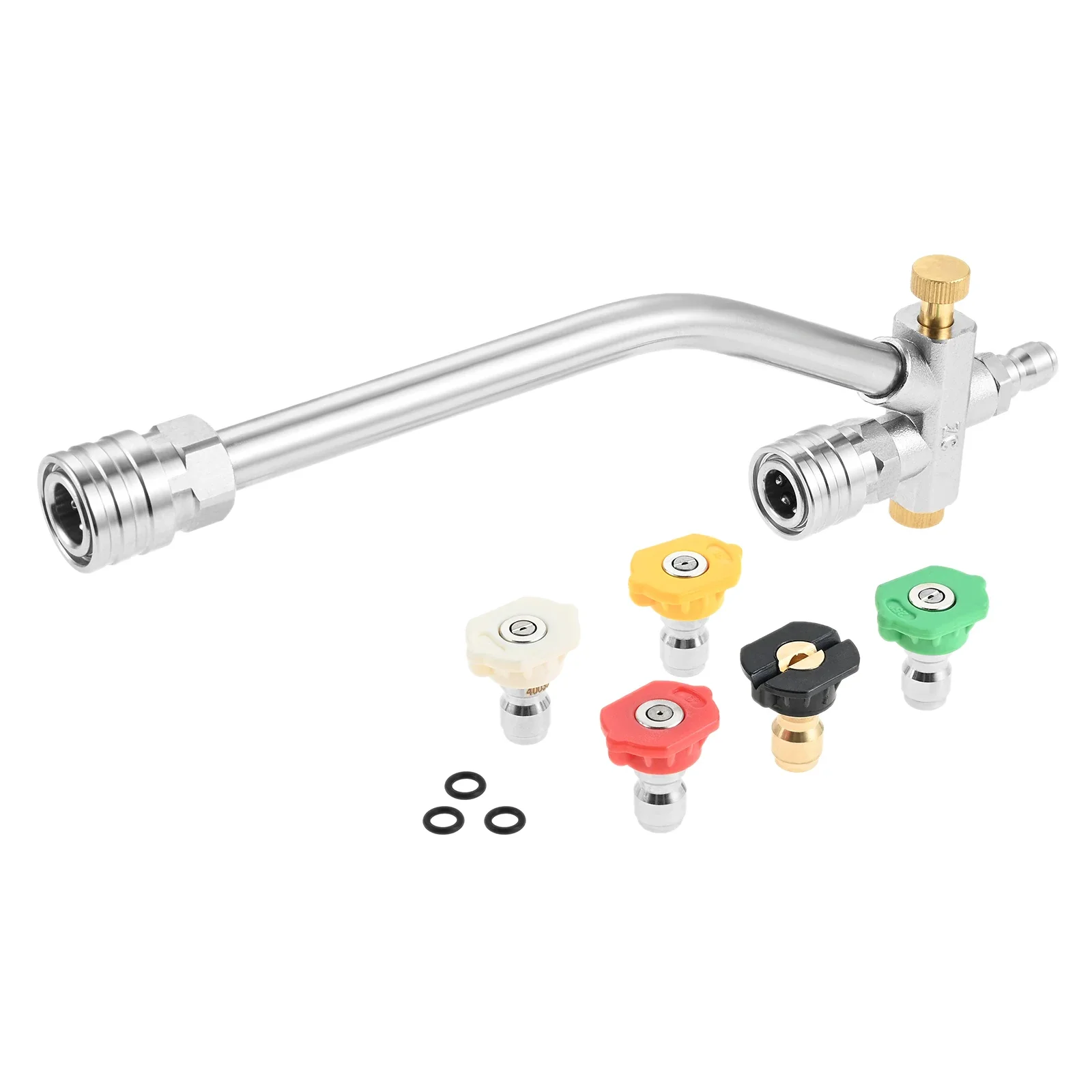 1Pc Dual Lance Pressure Washer Wand Accessories With 5 Nozzle Tips 1/4” Quick Connector For Power Washer Nozzle Snow Foam Cannon