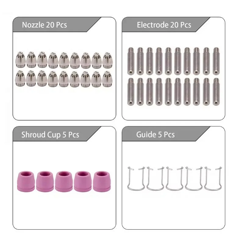 

Комплект расходных материалов для плазменного резака AG60 SG-55 WSD-60: сопла и наконечники, 50 шт.