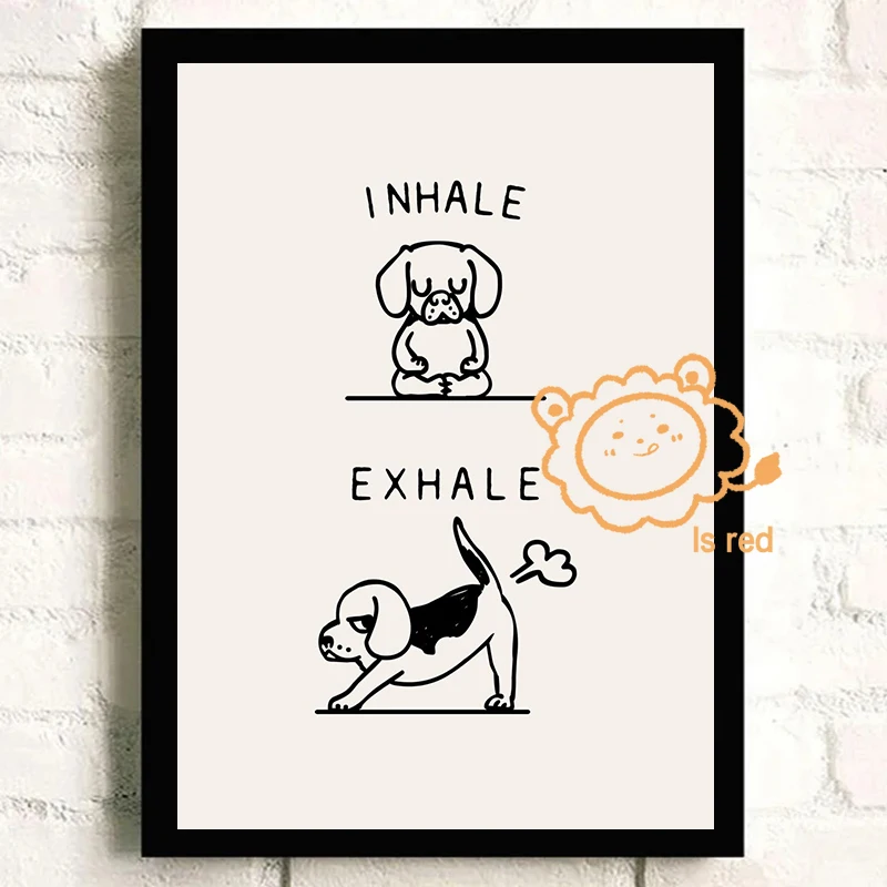 Inhale Exhale Poster Llama Sloth Husky Bulldog Dachshund Canvas printing For Home Living Room wall decoration frameless painting