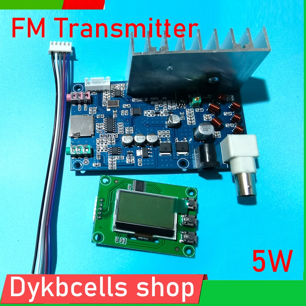 5W Stereo FM Transmitter PLL audio LED display Digital 78-108MHz GP antenna FOR DSP broadcast Campus Radio Station Receiver