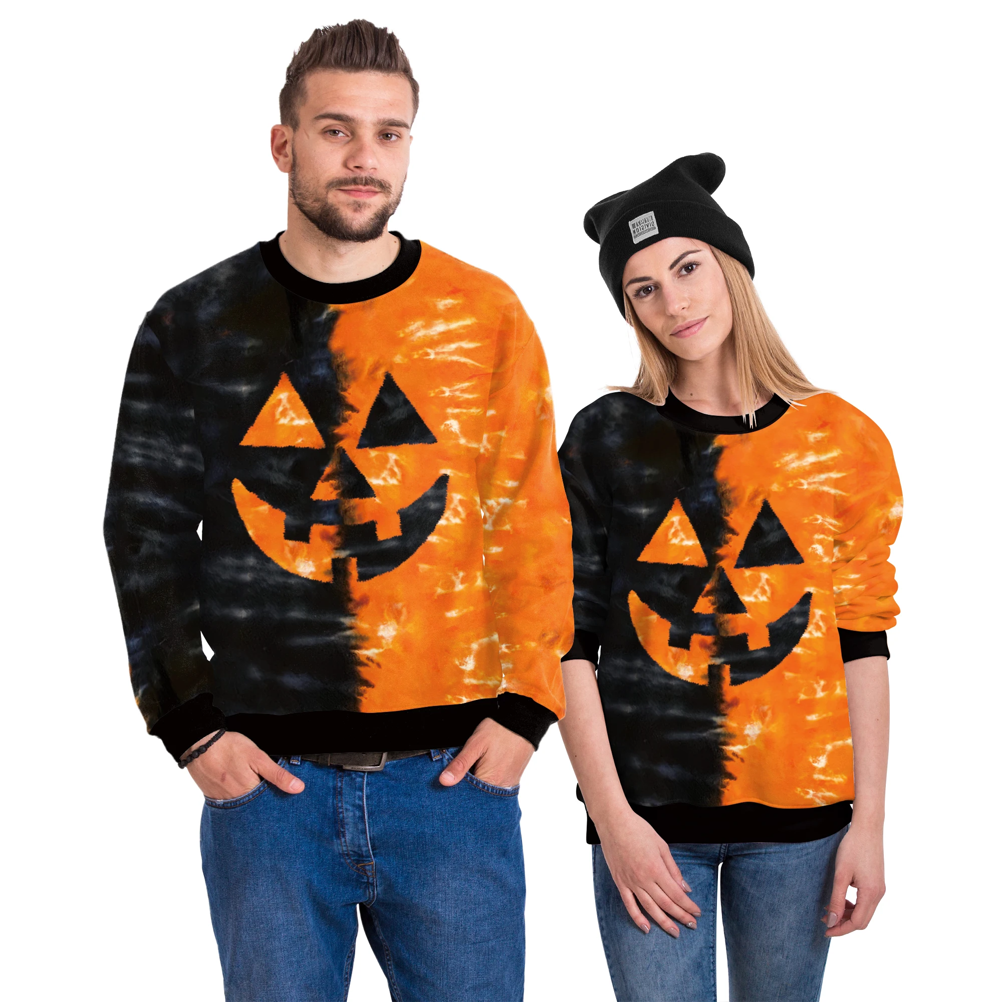 

Zawaland Couple Sweatshirt Halloween Tracksuit Pullover Cosplay Gothic Pumpkin Printed Streetwear Autumn Women Clothing