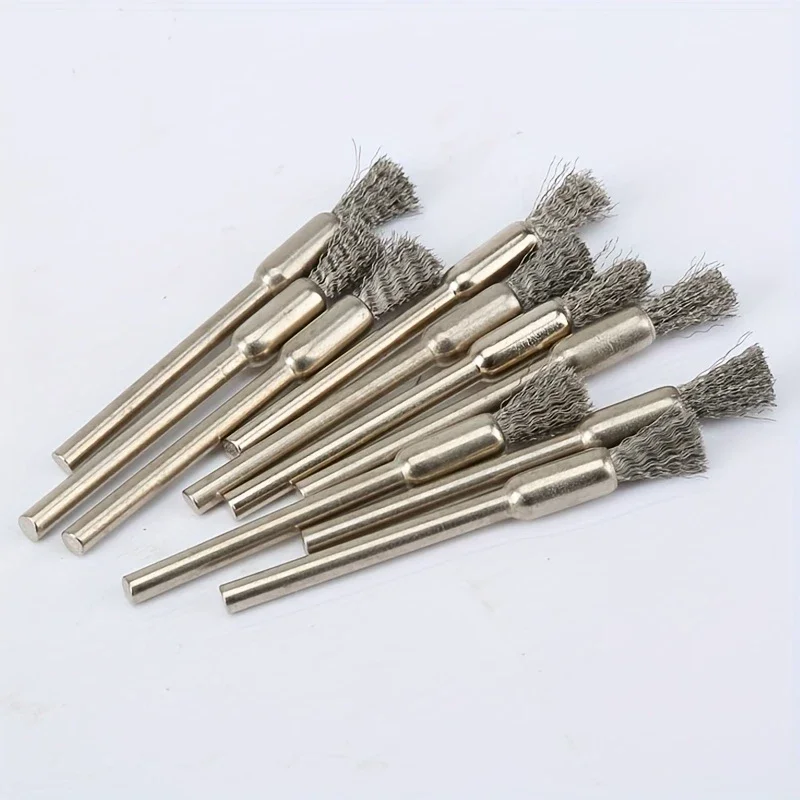 10 Pcs with 3.17mm Handle Ideal for Rotating Tools Ideal for Cleaning Rust Removal and Sanding Stainless Steel Wire Brushes