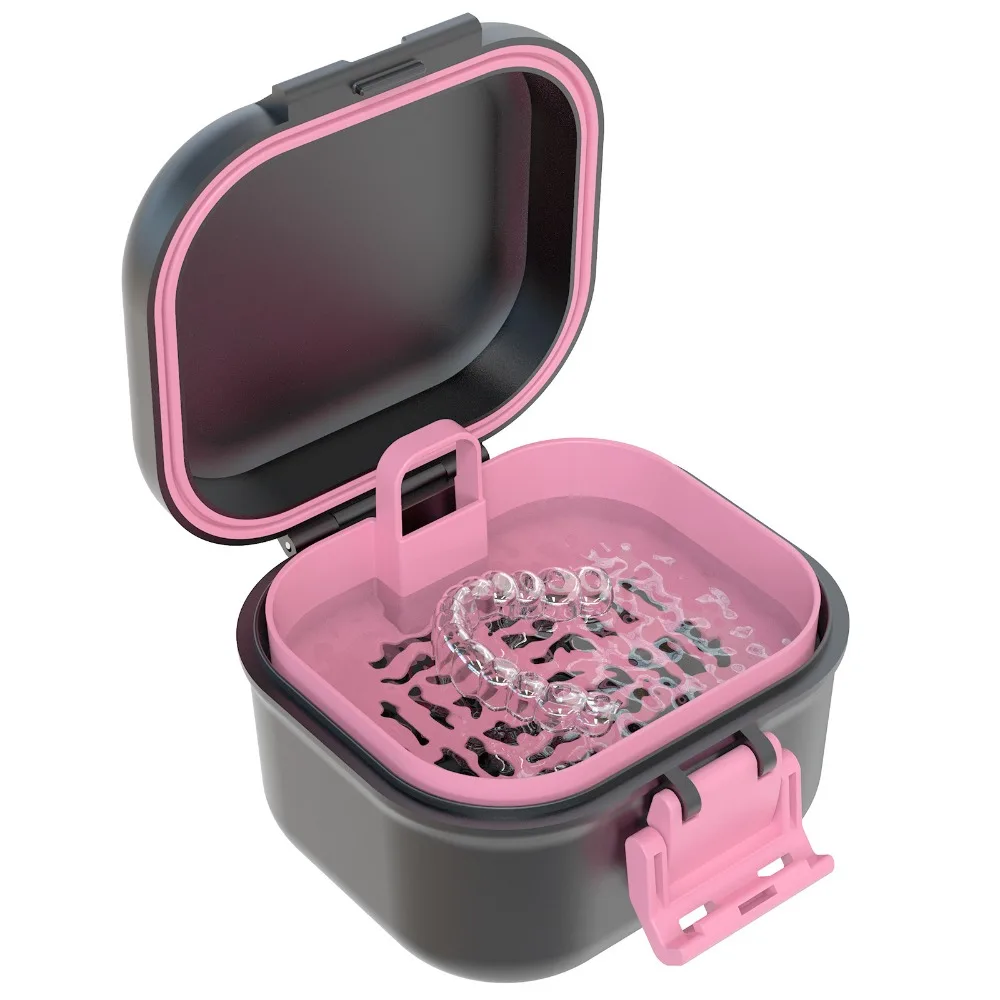 Double-Layer Leak-Proof Denture Soaking Cup Multiple Colors Available Protective Portable Denture Container