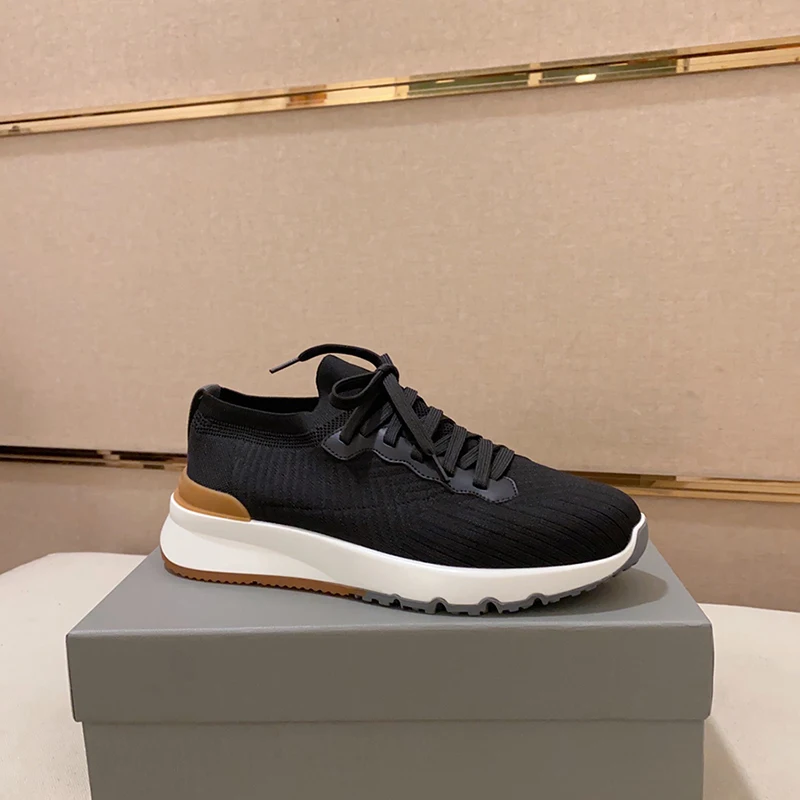 

Luxury Men's Mesh Knitted Sneakers Breathable Cozy Stretch Fabric Slip-On Outdoor Sports Commuting Premium Casual Shoes