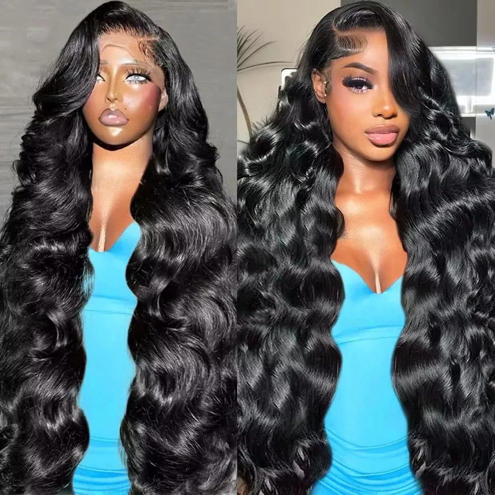

44inches 220% Body Wave Wigs 13x6 HD Transparent Lace Frontal Natural Color Brazilian Human Hair Wig For Black Women