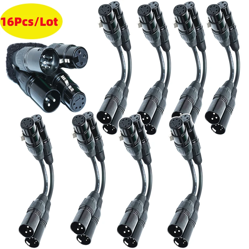 16Pcs/Lots 7.6inch DMX Cable Signal Connection Xlr Connector Male to Female Audio Cables