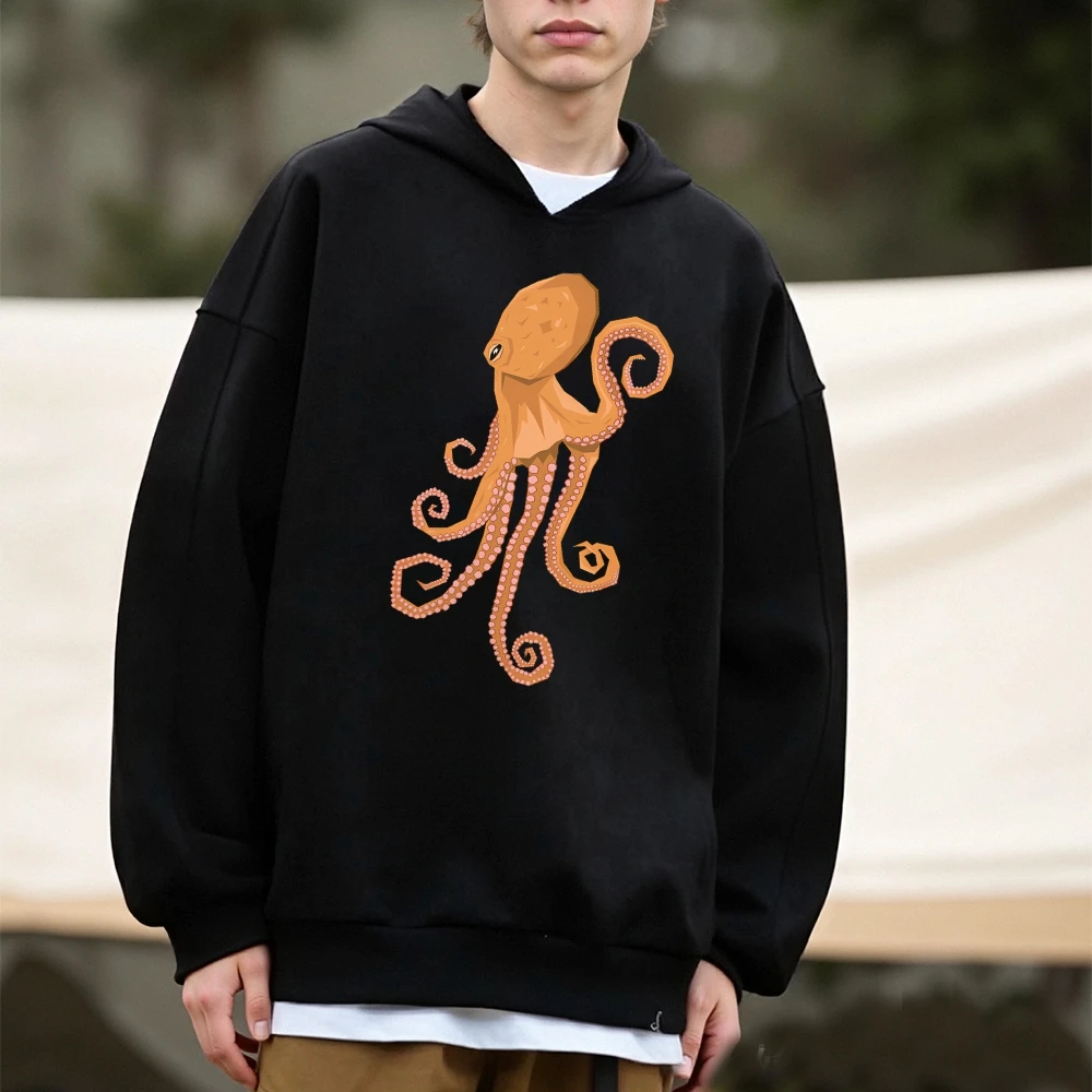Y2K Woman Hoodies With Octopus Graphic Oversized Versatile Smooth Streetwear Sweater Casual Loose Fit Unisex Winter Clothing