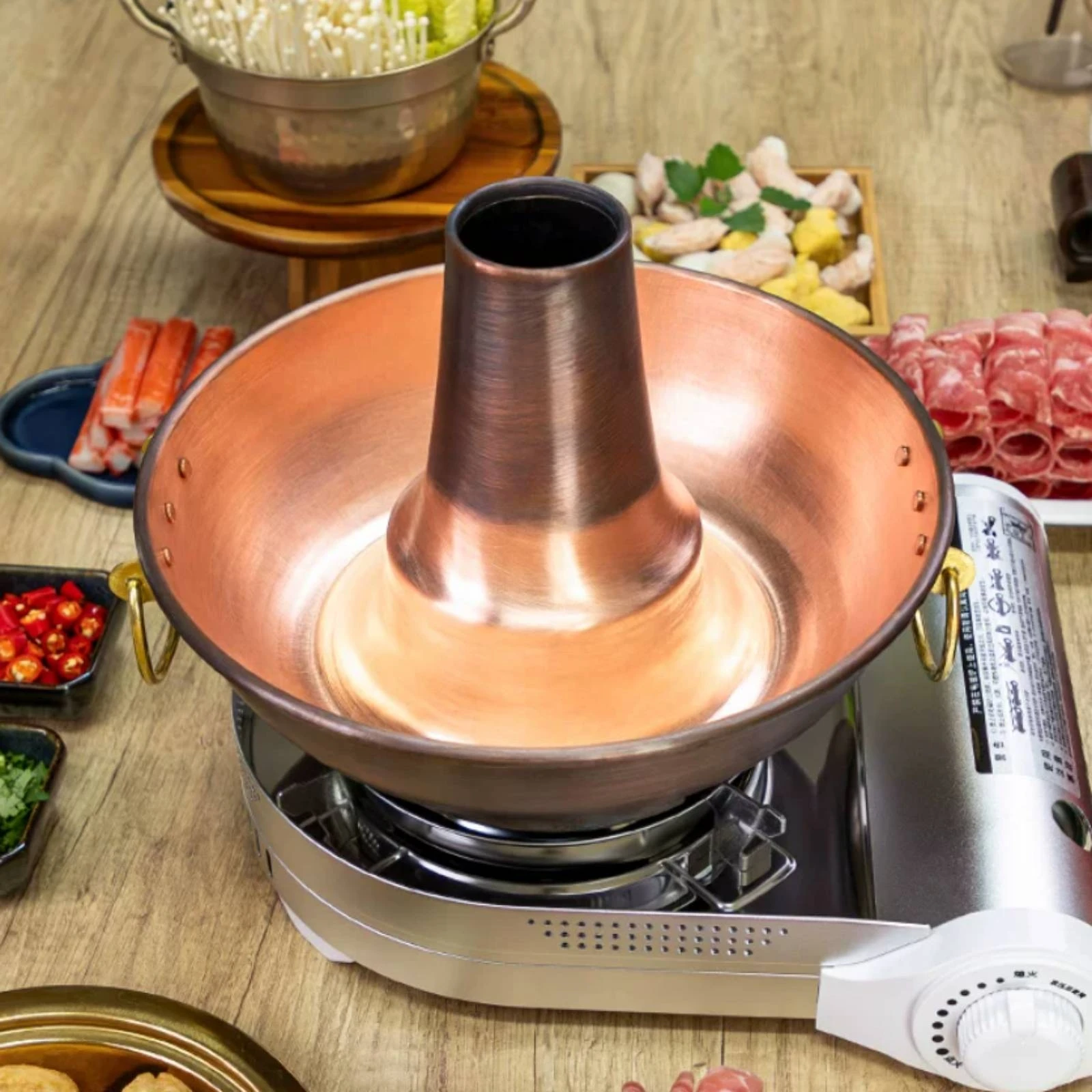 Yin Yang Hot Pot Stove Safe Copper Hot Pot Cookware Even Heating Anti Corrosion for Restaurant