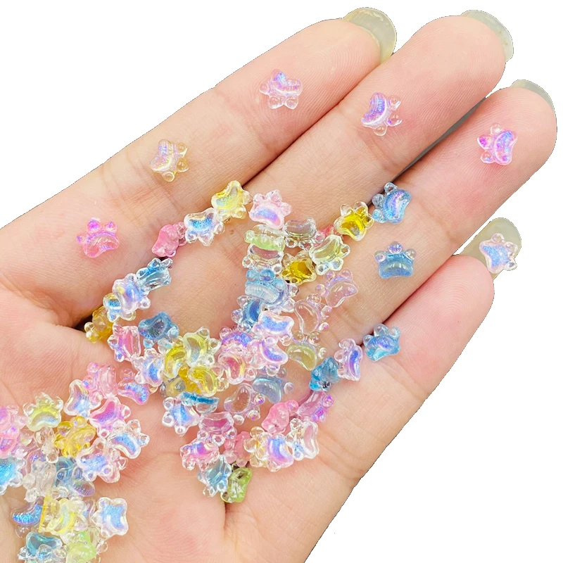 100Pcs Cute Mini Mixed Color Cat Claw Resin Figurine Crafts Flatback Cabochon Ornament Jewelry Making Hairwear Accessories A79