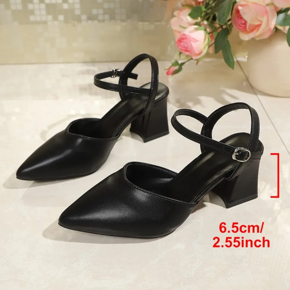 

Footwear Sandals for Woman Pointed Toe Block Heel Women's Shoes One Word with Medium Heels Pumps Summer 2026 The Best Daily