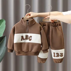 Autumn Ins Kids Boys 2PCS Clothes Set Spliced Letter Stand Collar Sweatshirts Loose Pants Suit Toddler Baby Boys Tracksuit