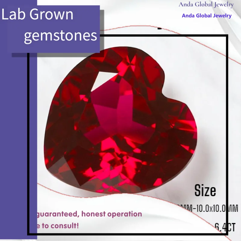 

S-Lab Grown Ruby Gemstones Pigeon Blood Red Heart Cut Charm Beads Daily Wear for DIY Jewelry Selectable AGL Certificat