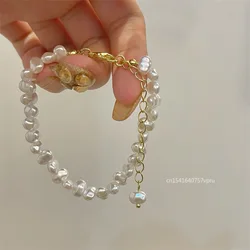 French Irregular Shaped Pearl Bracelet Women's Summer Ins Niche Design High-end Temperament Bracelets Baroque Pearl Jewelry Gift