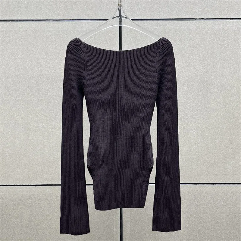 women's sweater 2026 Winter New Stretch Knitted Slimming Women's Long Sleeve Top Sexy off shoulder women's corset y2k pullover