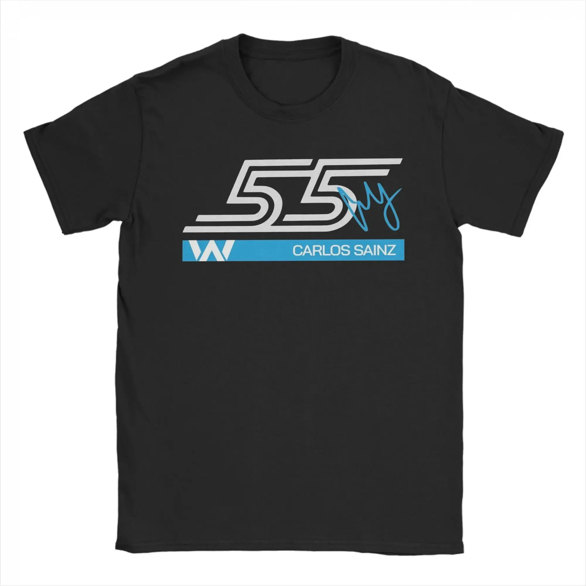 

Saintz Men's Graphic Crewneck T-Shirt Black Casual Short Sleeve Tee with 55 Carlos Sainz Racing Design 100% Cotton Regular