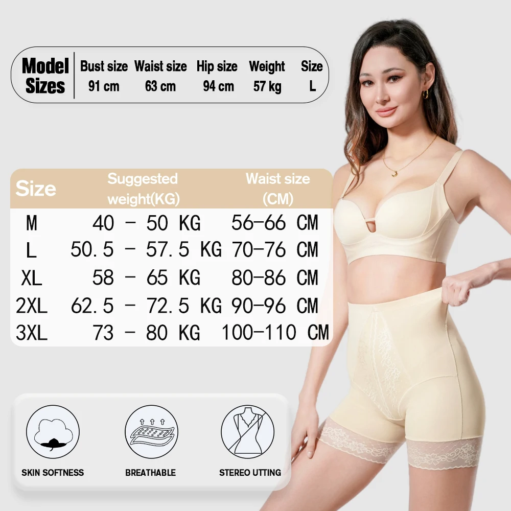 High Waist Body Shapers Womens Lace Boxers Butter Lifter Underwear Tummy Control Lingerie Shapewear Woman Safe Panties Plus Size