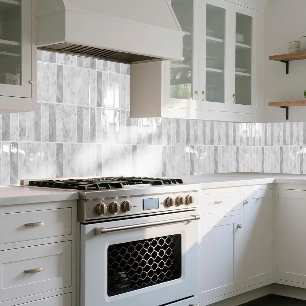 12PCS Modern Self Adhesive Tile Sticker 2D Print Imitate Tile Wall Decal PVC Water Proof Home Mural For Kitchen