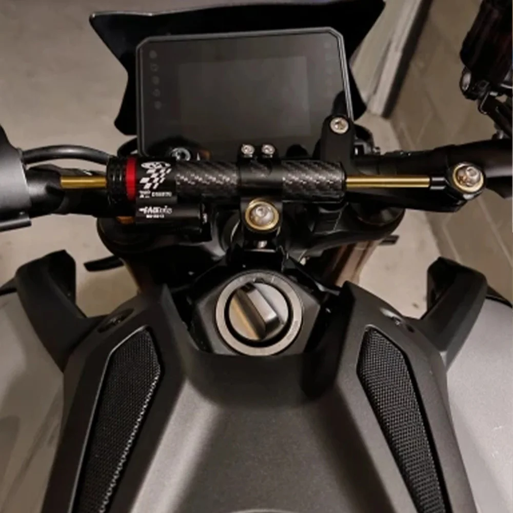 New Motorcycle Fiber Carbon Steering Stabilize Damper Mounting Bracket Kit For Yamaha MT09 MT 09 MT-09 SP MT 09 2024 2025 view 2