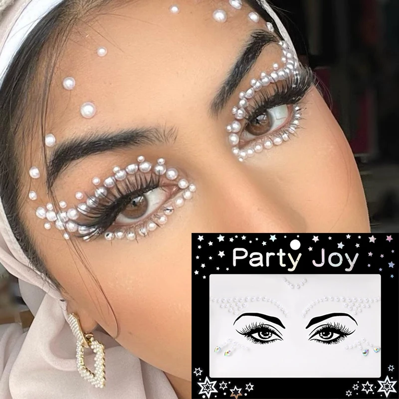1 sayfalık Glitter yüz mücevher çıkartmaları elmas parti makyaj vücut sanatı Eyeliner takı etiket gözler dövmeler Rhinestones güzellik