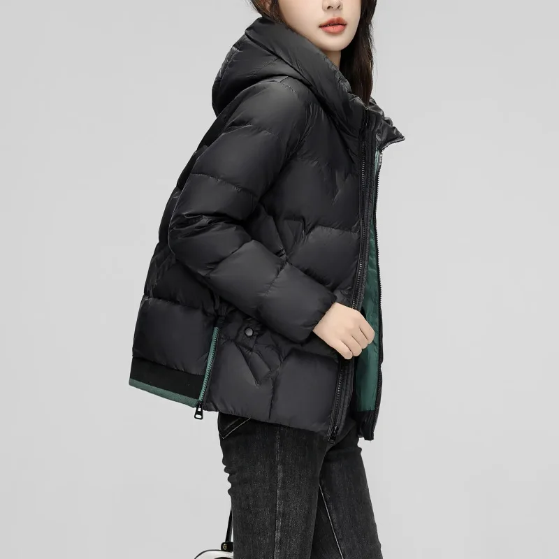 

Женский короткий пуховик, зимняя новая мода, корейский стиль, пальто с утиным пером, куртка-пуховик с капюшоном, женская одежда, верхняя одежда JK-162