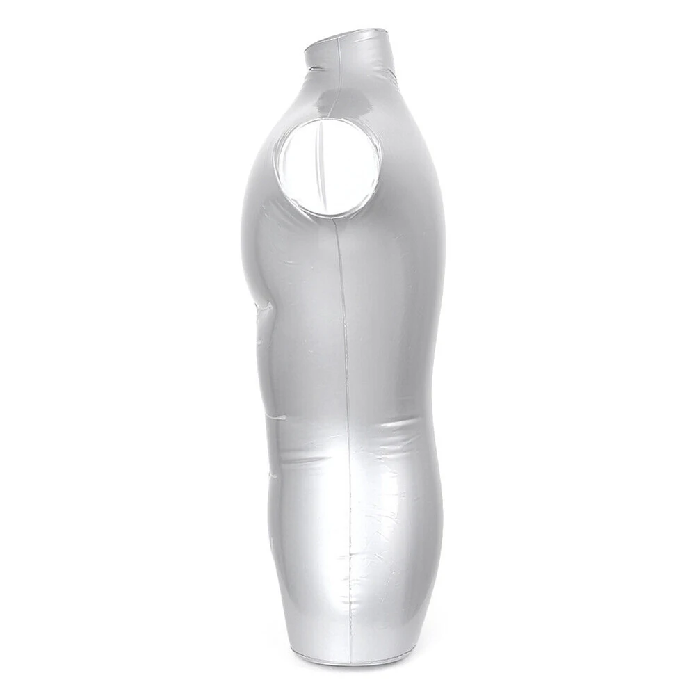 Half Body Inflatable Figure PVC Portable Silver Top Torso 1pcs 72cm/28in Clothing Display Props Inflatable Male