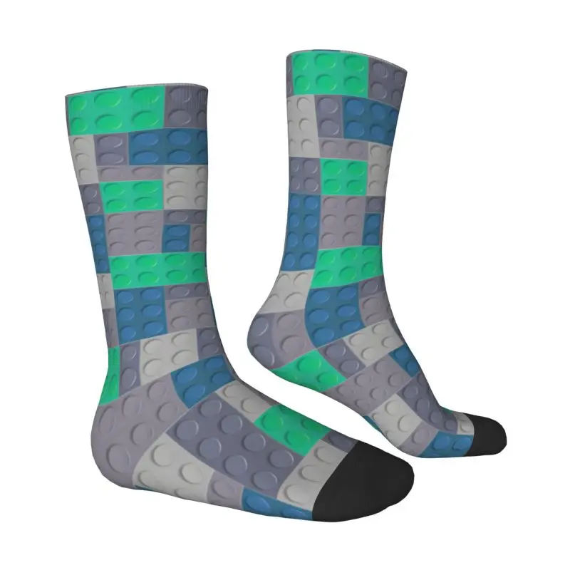 Custom Cute Colorful Building Blocks Patern Socks Men Women Warm 3D Printed Basketball Sports Socks
