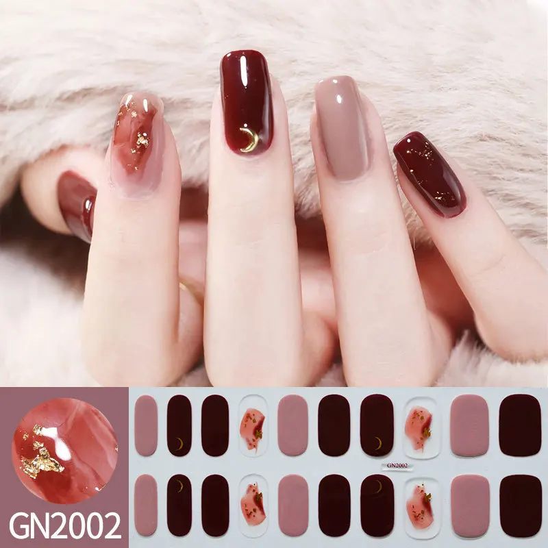 Ins Fashion Gel Nail Stickers para Mulheres, Não Precisa de Lâmpada UV, Unhas Francesas Completas, Tiras Patch, Sliders, Adesivo, Decorações Impermeáveis de Unhas