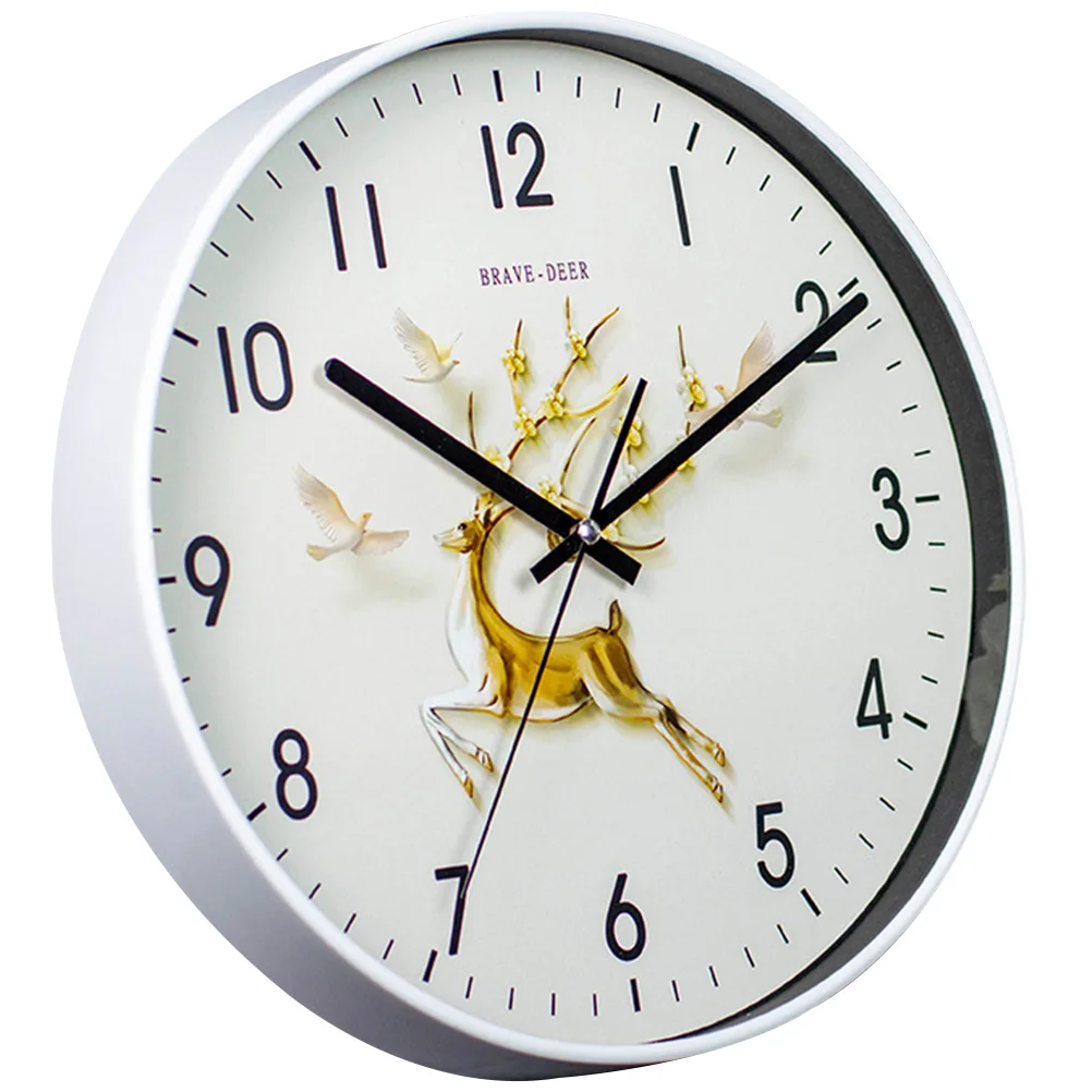 

Round Golden Deer Wall Clock Fashionable Home Decor Wall Clock with Accurate Time Easy Install for Indoor Living Space